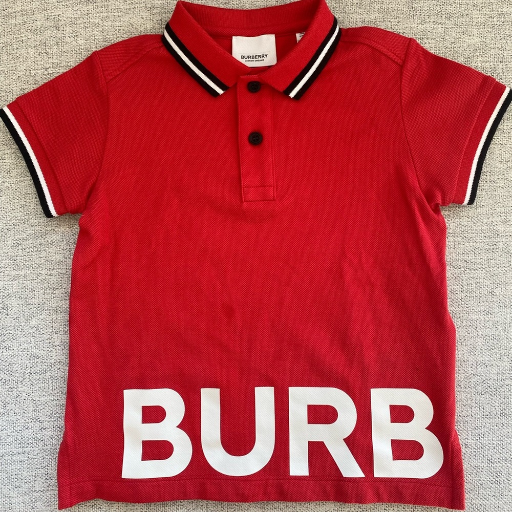 Red Burberry Kids Polo